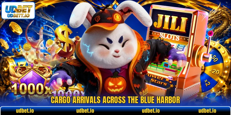 Cargo arrivals across the blue harbor