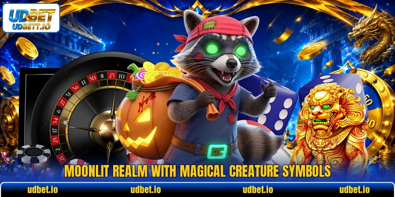 Moonlit realm with magical creature symbols