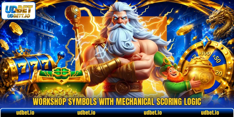 Workshop symbols with mechanical scoring logic